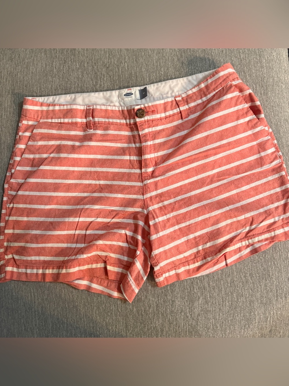 Old Navy Striped Coral and White Women's Chino Shorts 5in inseam - size 10